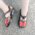 Summer Internet Hot New Girls' Sandals Closed Toe Jelly Roman Children Toddler Polka Dot Bow Princess Beach Shoes.