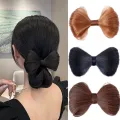 Synthetic Hair Bow Buns Hair Clip Bun Hairstyle Bow Hair Accessories for Women Brown Black Chignon Hairpins Wig Hair Bun. 