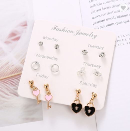 Lady%20Fashion%20Simple%20Sweet%20Love%20Earrings%20Pearl%20Bow%20Knot%20Crystal%20Unique%20Stud%20Earrings%20Set%20-%20Image%203