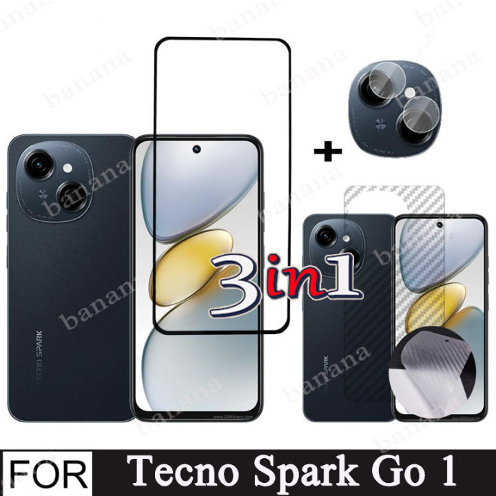 Tecno Spark Go 1 Tempered Glass Screen Protector For Tecno Spark Go 2025 2024 Go1 3 in 1 Full Coverage Glass Film + Camera Lens Glass Protector