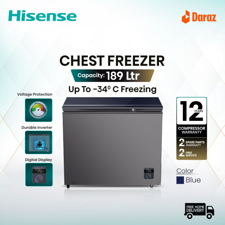 Hisense 189 L Inverter Chest Freezer BD189OBLUV | Deep Fridge