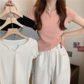 Cotton Short Women's Summer Design Sense Pink Slim-Fit Navel Hot Girl Women's Clothing T T-shirt Short Sleeve 2024 Summer New.