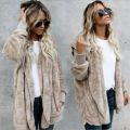 Autumn Winter Double Fleece Cardigan Jacket Women Solid Color Long Sleeve Plush Warm Hooded Lady Jacket Oversized Outerwear Coat. 