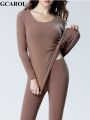 GCAROL Women Double-side Velvet Thermal Underwear 2 Pcs Sets Winter Autumn High Waist Pants Warm Soft to Body Plus Size 5XL. 