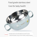 Hamshmoc Stainless Steel Baby Feeding Bowl Spoon Dust Protection Sealing Children'S Bowl And Spoon Set Anti-Scald Insulation Baby Tableware Self-Eating Training. 