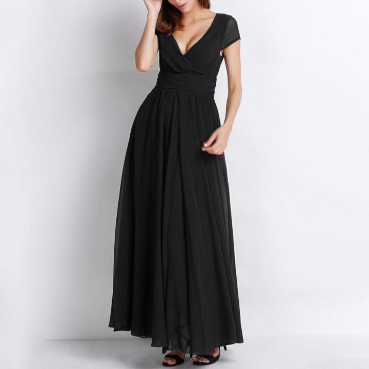 Women Dress Short Sleeve Casual Female Comforle Maxi Dress