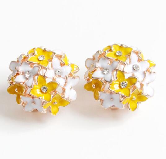 2018 New High Quality Color Pink Flower Four Leaf Ball Stud - Main Image