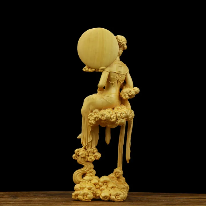 Boxwood%20Wood%20Carving%20Beauty%20Chang'e%20Statue%20Mythological%20Figure%20Sculpture%20Craft%20-%20Image%204