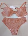 Women's Push-Up Underwire Bra & Panty Set - Rose Gold, Soft Cup, Comfortable Lingerie.