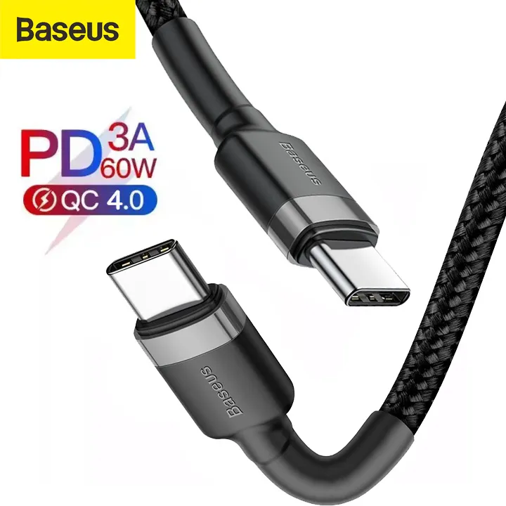 Baseus Cavo USB-C A USB-C Cafule – 2 Metri, PD 2.0, QC 3.0, 60W – Nero E Grigio - 3