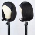 Turban Wig Women's Wig Inner Buckle bob Short Straight Hair Hair Band Short Hair Chemical Fiber High-Temperature Fiber Wig. 