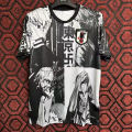 Football jersey on Japanese manga with blue crayons, new dragon ball ersion, hai ersion, supporting one jersey. 