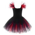 Scary Skull Ghost Costume for Girls Halloween Day of The Dead Horror Clothes Black Red Kids Carnival Party Fancy Tutu Dress Up.