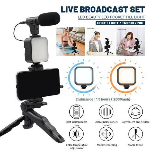 AY-49 Video Recording Kit with Microphone for Starter Kids Video