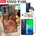 3 in 1 Vivo Y19S Y18 Y18E Y28 4G Y03 TPU Soft Silicone Transparent Phone Cover with Camera Protective Film Back Cover + Privacy Tempered Glass+Back Film.