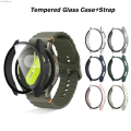 Smalshop 6-5-4-alaxy Official Website Strap 44mm Tempered Glass Case Strap 【2025 Version】 for Samsung Galaxy Watch 7 40mm Silicone Bracelet GWatch FE.