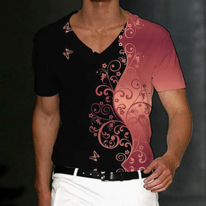 Luxury%20T-Shirt%20For%20Men%203d%20Flower%20V-Neck%20Men'S%20Clothing%20Street%20Daily%20Tops%20Loose%20Oversized%20Sportswears%20Summer%20Casual%20Short%20Sleeves%20-%20Image%204