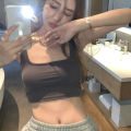 Women Workout Tank Tops, Adults Casual Slim-fit Solid Color Square Collar Crop Tops. 