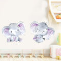 Cute baby elephant self adhesive wall sticker cartoon purple living room kids room home décor sticker BR0212H. 