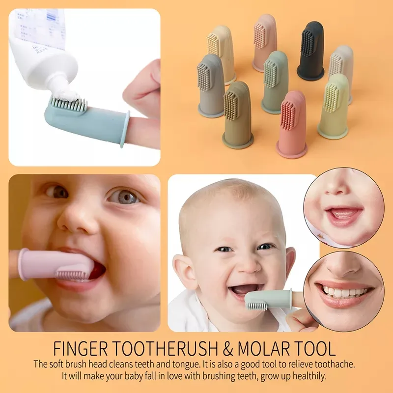 Premium Quality Silicone Finger Toothbrush Baby Tongue Cleaner for