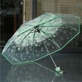 93cm Transparent Clear Umbrella Sakura Pattern Umbrella 3 Fold Umbrella for Women Girls Temperaments Umbrella. 