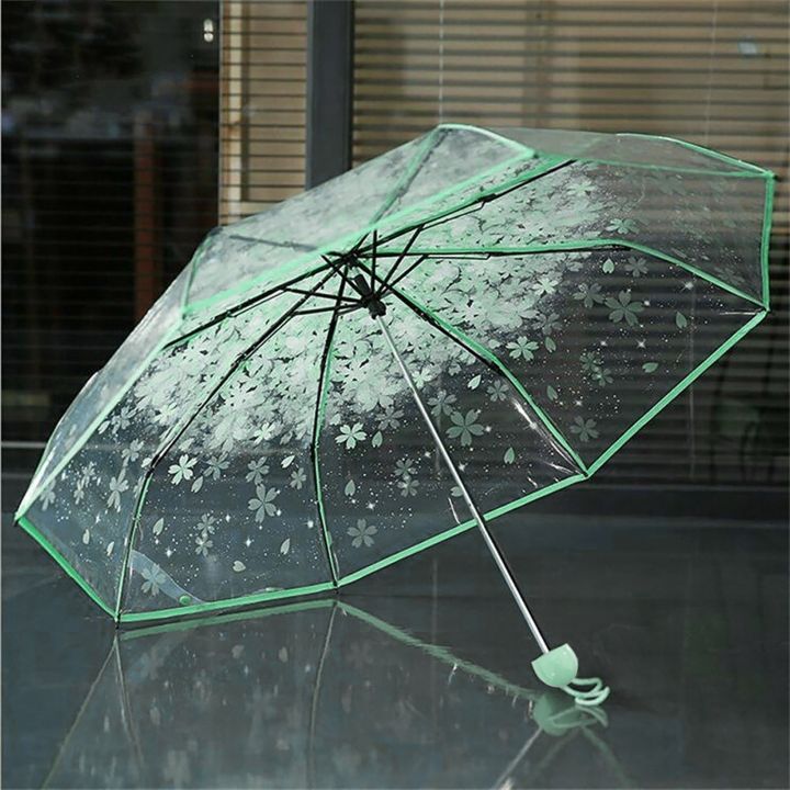 Transparent%20Three%20Folding%20Umbrella%20Ladies%20Stylish%20Clear%20Pink,%20Purple,%20Blue%20&%20Green%20Folding%20Umbrella%20-%20Image%205