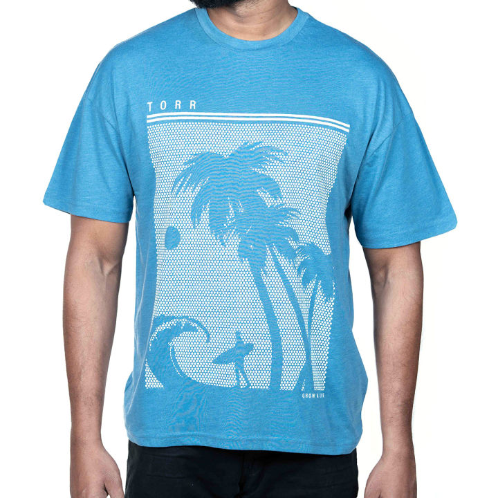 Drop Soulder T-shirt Cameo Blue