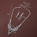 3Pcs Fashion Vintage Geometric Hollow Rhinestone Necklace Earrings For Women Versatile Wedding Bride Jewelry Sets Accessories Qoddess. 