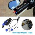 Handle End Looking Glass For Motorcycle, Rearview Mirror luxury Universal. Model CR7 2 Pcs-Blue.