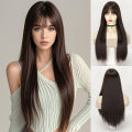 Full Head Synthetic Women Wigs Long Natural Black Straight Hair Wig For Women. 