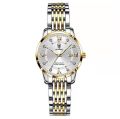 Poedagar PO836 Silver & Golden Two Tone Stainless Steel Analog Wrist Watch For Women - White,Silver & Golden. 