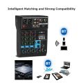 Professional 4-Channel Mixing Console Home Computer Stage Mini Mixer with Sound Card Effects with BT Connection ,EU Plug.