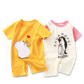 【LuckyBabyFans Store】(New) baby rompers cotton cartoon printing newborn crew neck short-sleepted rompers color. 