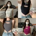 Summer Street Sleeveless Tanks Short Party Hot Tops Women Hollow Out Bra Y2K Female Camisole Spaghetti Strap Bra Crop Tops. 