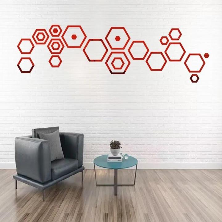 24pcs%20Hollow%203D%20Hexagonal%20Mirror%20Wall%20Sticker%20DIY%20Honeycomb%20Decoration%20Self%20Adhesive%20Paper%20Waterproof%20Home%20Living%20Room%20Bedroom%20-%20Image%206