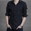 Black Cotton Long Sleeve Polka Shirt For Men - Shirt For Men - Shirt For Men - Shirt.