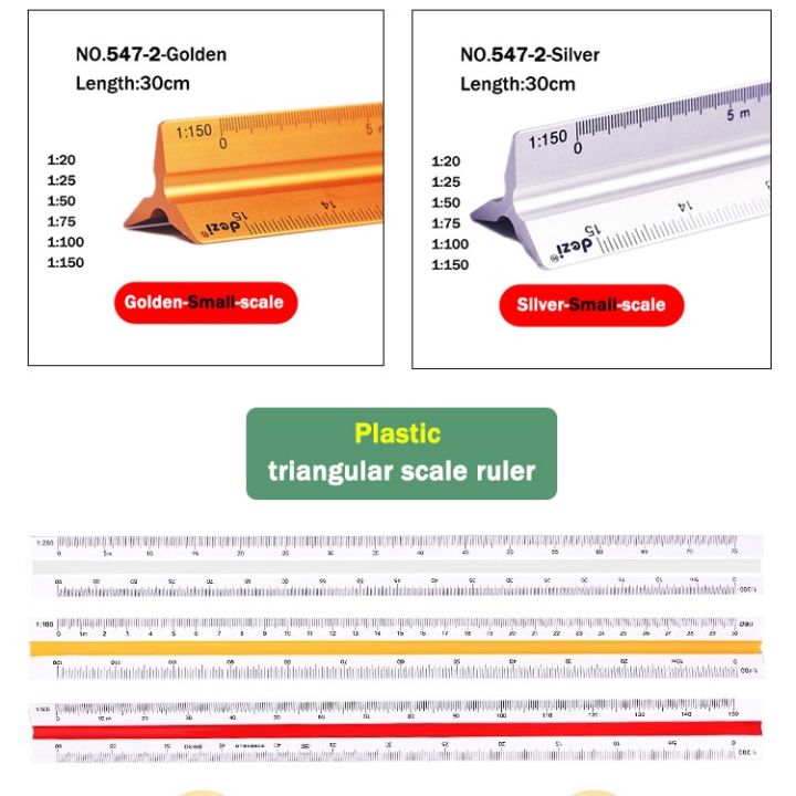 Triangle Scale Ruler Officeworks Angel Mark Triangle Ruler Triangular Scale 1:20-1:500 Alloy Metal ...
