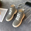 Women's Pocket Canvas Martin Boots2023Autumn Internet Hot Korean Style round Head Lace-up Platform All-Match British Style Booties. 