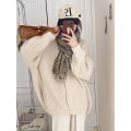 Korean Thick Needle Sweater Coat College v Collar Long Sleeve Knitted Cardigan Solid Color Casual Loose Temperament Shawl Outer Match. 