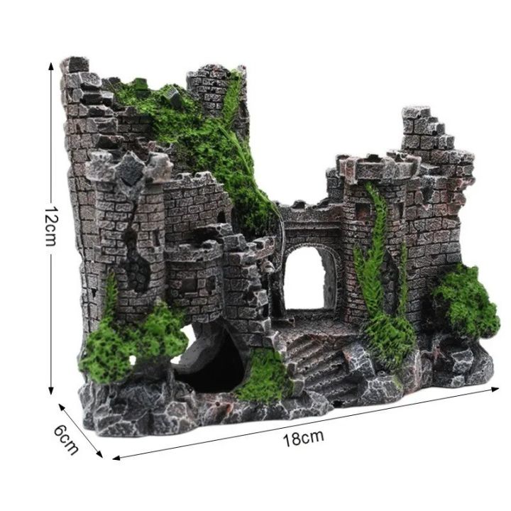 【3C VictoryEagle】New Resin Artificial Fish Ancient Decoration Aquarium Rock Cave Building Decoration Landscaping Ornament
