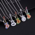 316L Stainless Steel Guitar Necklaces Hip Hop Fashion Men Women Stainless Steel Rock Music Guitar Pendant Jewelry Chain Necklace. 