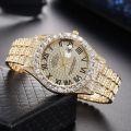Diamond Bling Watch Men Gold Color Men’s Quartz Watches Luxury Male Clock. 