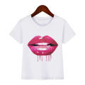 New fashion sequins lip print baby girl T-shirt summer cute kids Top children student teen youth tshirt tee clothes streetwear.