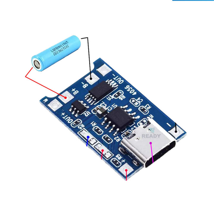 TP4056%20Dual%20Protection%20Lithium/Lithium-ion%20Battery%20Charging%20Module%20(Type%20C%20USB%20Input)%20-%20Image%203