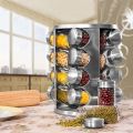 Round Spice Rack Stand Carousel Rotating Glass 16 Jars. 
