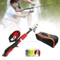 Traveling Kid Fishing Pole Fishing Rod and Reel Combo for Kids red.