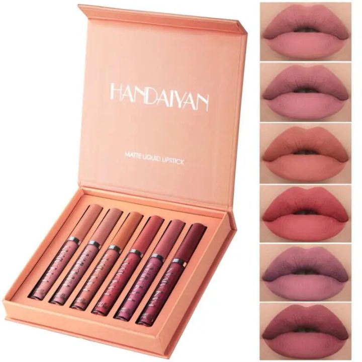 Makeup Lipstick Set 6 Colors Not Easy To Stick Cup Velvet Matte Liquid Lipstick Long Lasting Lip Gloss Matte Lip Cosmetics Kit