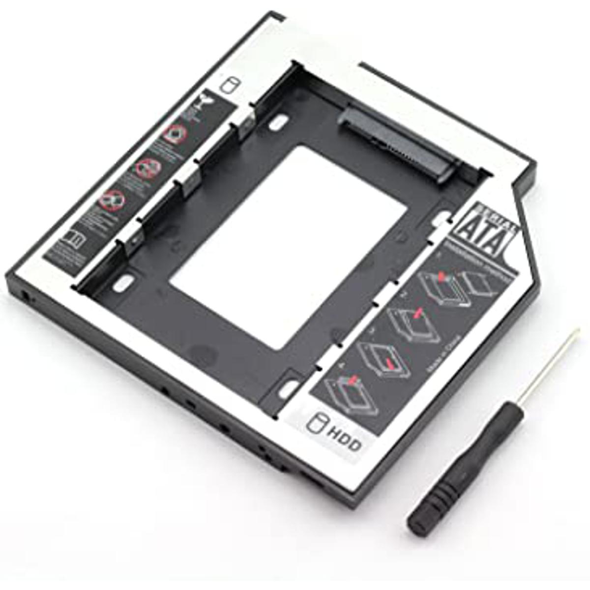 DVD to HDD 2nd SSD/HDD Caddy SATA Drive Enclosures - Black 12.7mm
