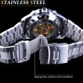 1pc Men Business Casual Skeleton Automatic Mechanical Watch Fashion Luminous Steel Band Mechanical Watch. 