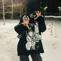 Japanese kawaii cartoon double-sided jacquard knitted Women scarf Korean Fairy Grunge Gothic men's scarf Y2K couple shawl Ruiqir Super Store. 